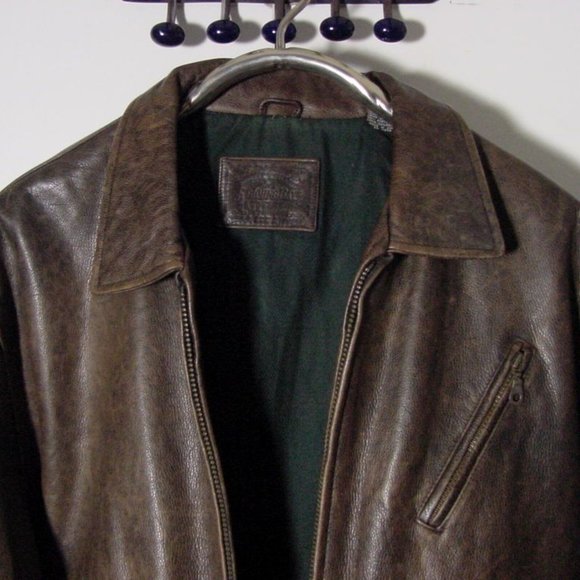Vtg Brown Leather St. John's Bay Bomber Jacket Sz XL Buckle Back - Picture 2 of 15
